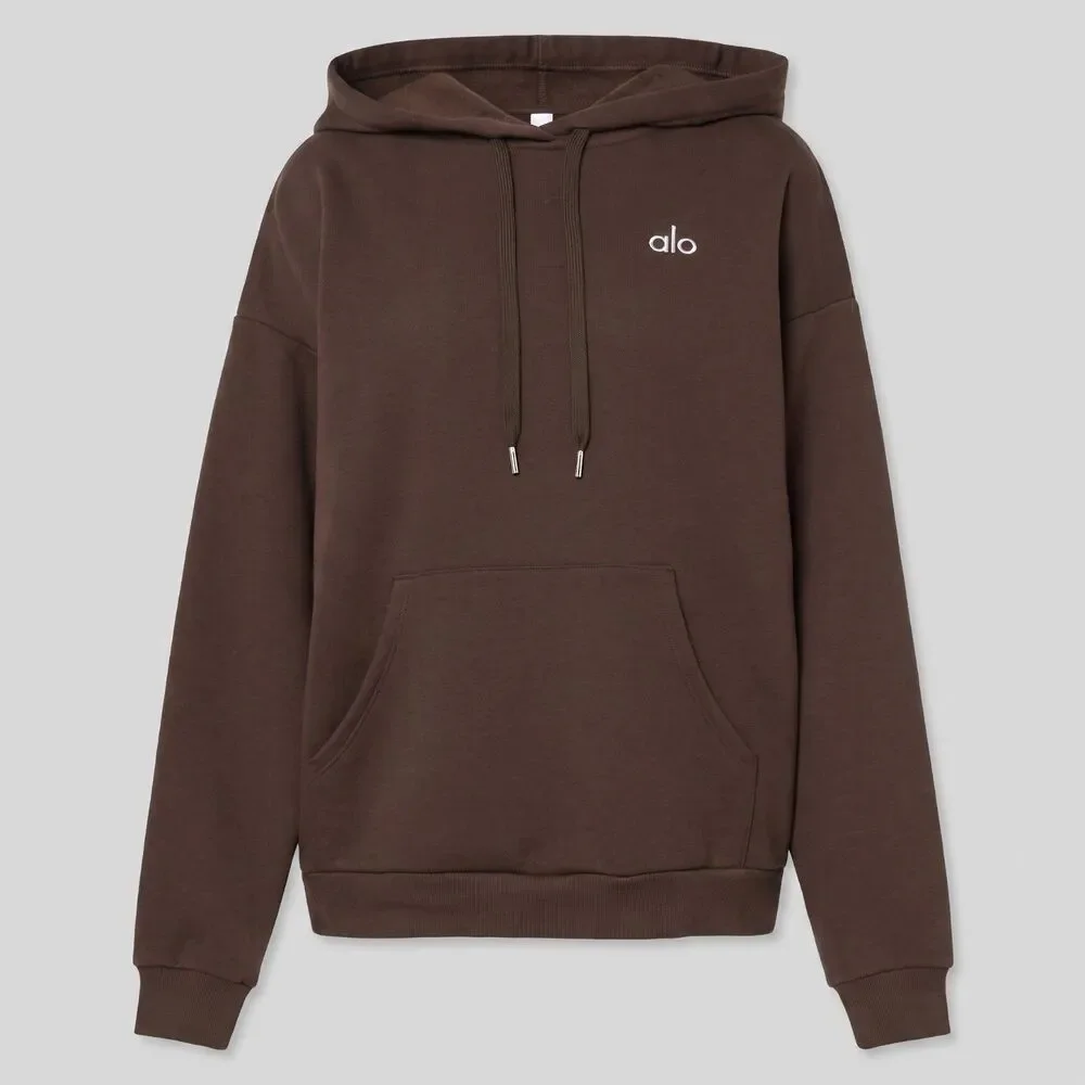 Alo Yoga Accolade Hoodie Espresso Brown Pullover Sweatshirt